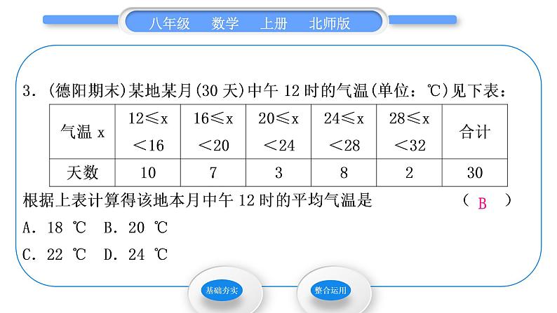 北师大版八年级数学上第六章数据的分析6.1平均数第2课时加权平均数的应用习题课件05