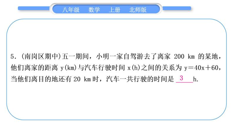 北师大版八年级数学上第四章一次函数基本功强化训练(三)　一次函数的实际应用习题课件06