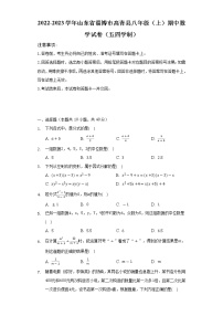 2022-2023学年山东省淄博市高青县八年级（上）期中数学试卷（五四学制）（含解析）