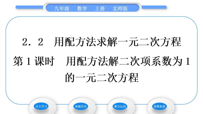 北师大版九年级数学上第二章一元二次方程2.2用配方法求解一元二次方程第1课时用配方法解二次项系数为1的一元二次方程习题课件01