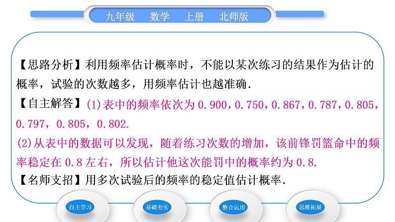 北师大版九年级数学上第三章概率的进一步认识3.2用频率估计概率习题课件04