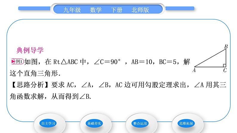 北师大版九年级数学下第一章直角三角形的边角关系1.4解直角三角形习题课件04