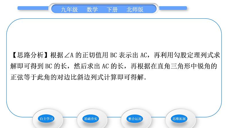 北师大版九年级数学下第一章直角三角形的边角关系1.1锐角三角函数第2课时正弦和余弦习题课件04