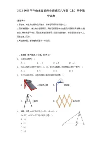 2022-2023学年山东省滨州市滨城区八年级(上)期中数学试卷(含解析)
