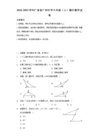 2022-2023学年广东省广州中学八年级（上）期中数学试卷（含解析）