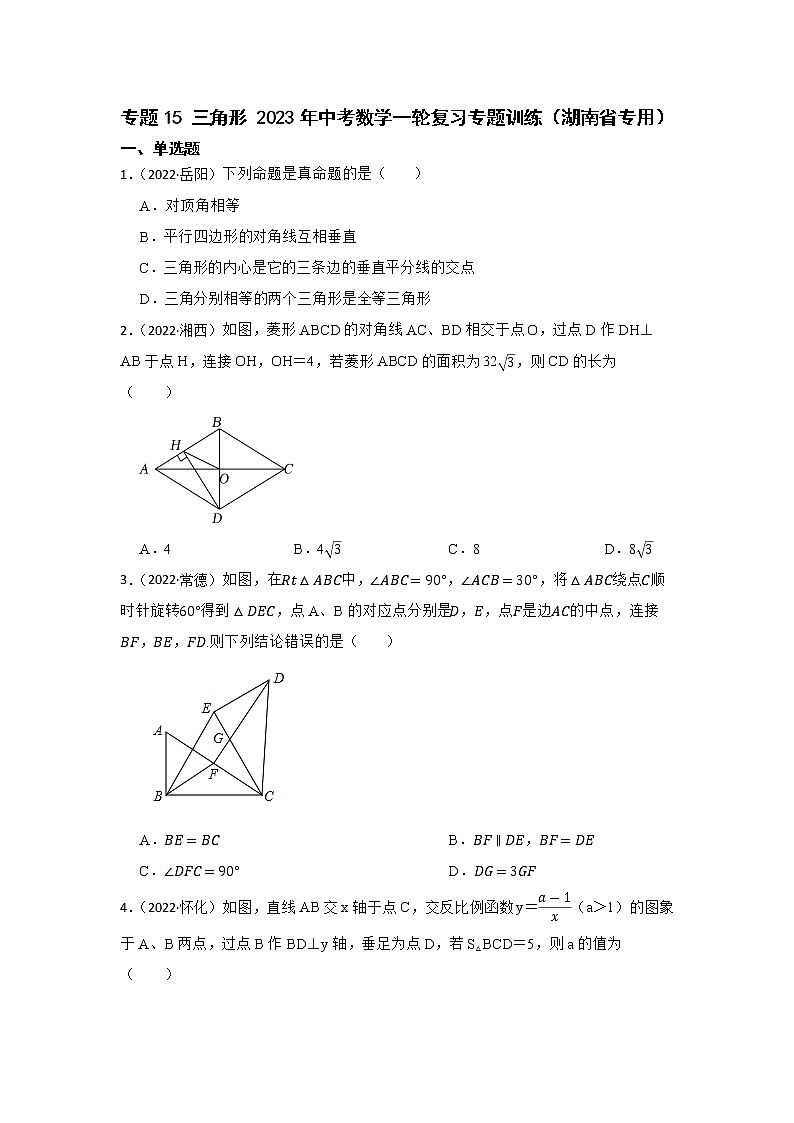 专题15 三角形 2023年中考数学一轮复习专题训练(湖南省专用)第1页