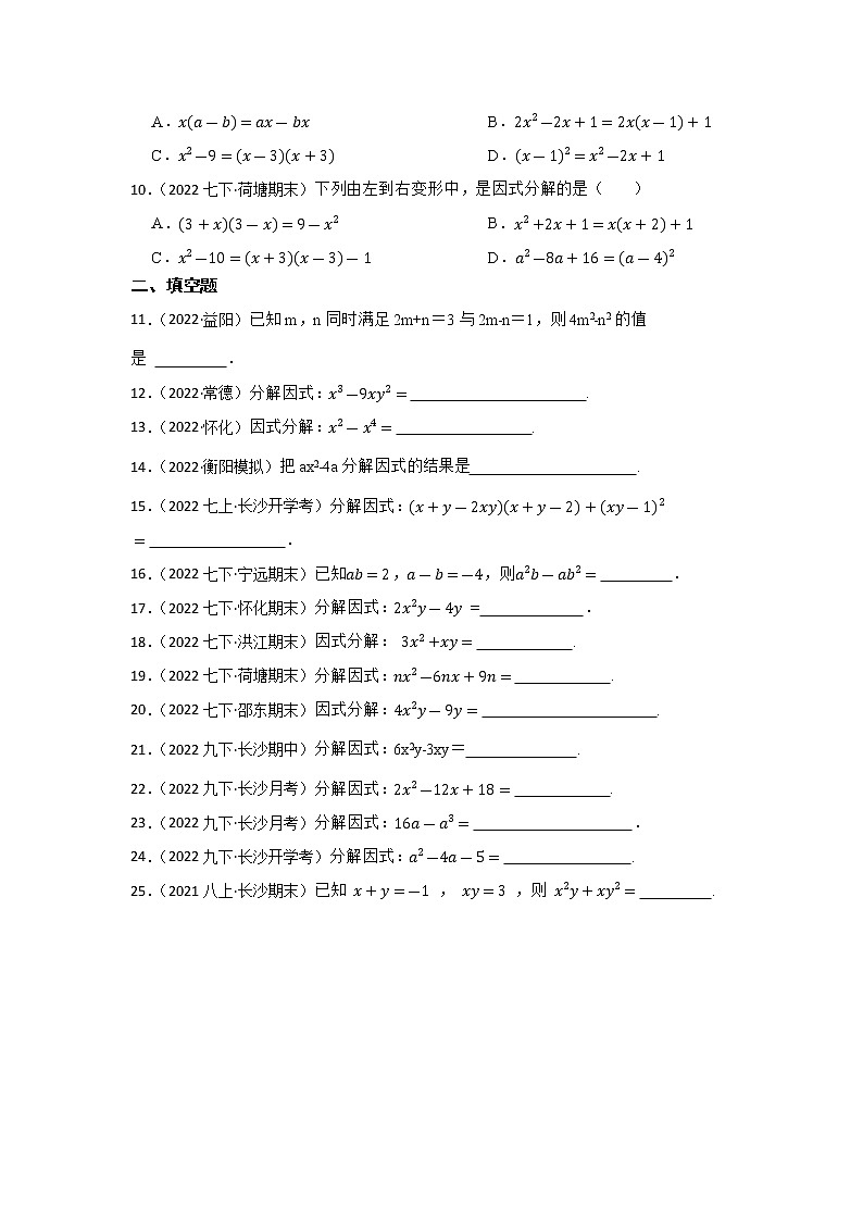 专题3 因式分解 2023年中考数学一轮复习专题训练(湖南省专用)第2页