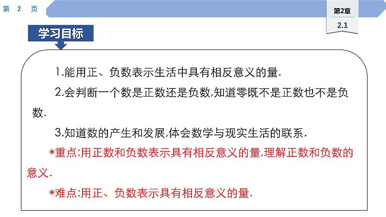 02 第2章 有理数 2.1 有理数 1.正数和负数PPT第2页