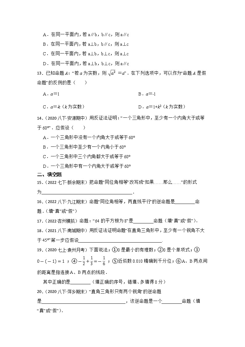 专题17 命题与证明 2023年江西省中考数学一轮复习专题练习第3页