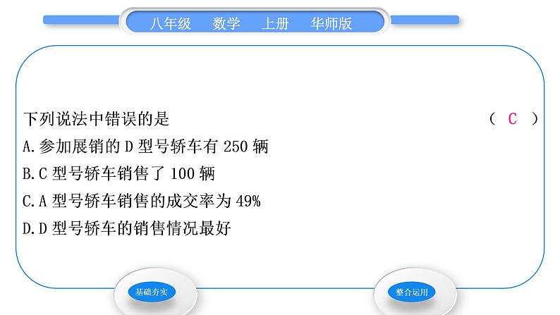 华师大版八年级数学上第15章数据的收集与表示15.2数据的表示2利用统计图表传递信息习题课件04