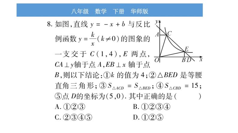 华师大版八年级下单元周周测（第16章-第17章）习题课件07