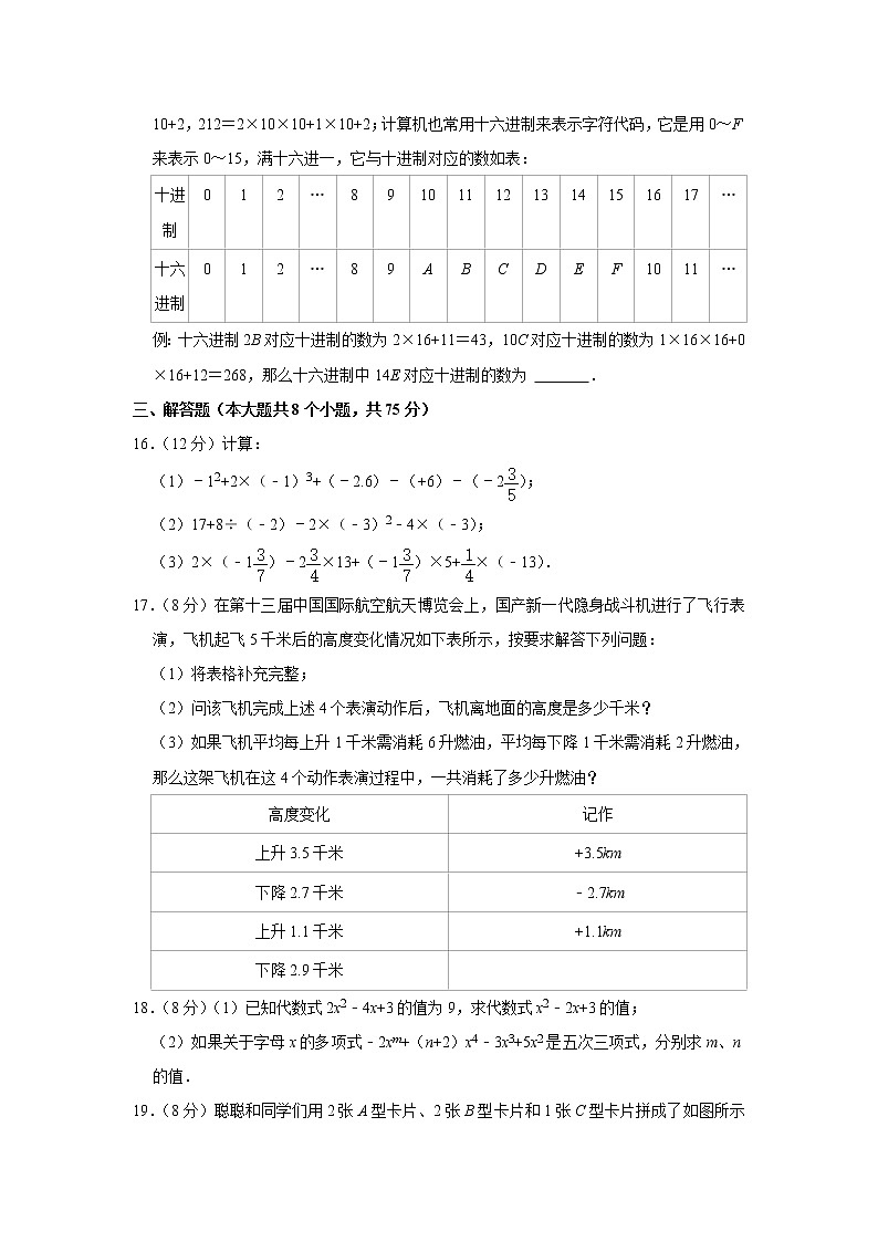 河南省南阳市邓州市2022-2023学年七年级上学期期中数学试卷(含答案)第3页