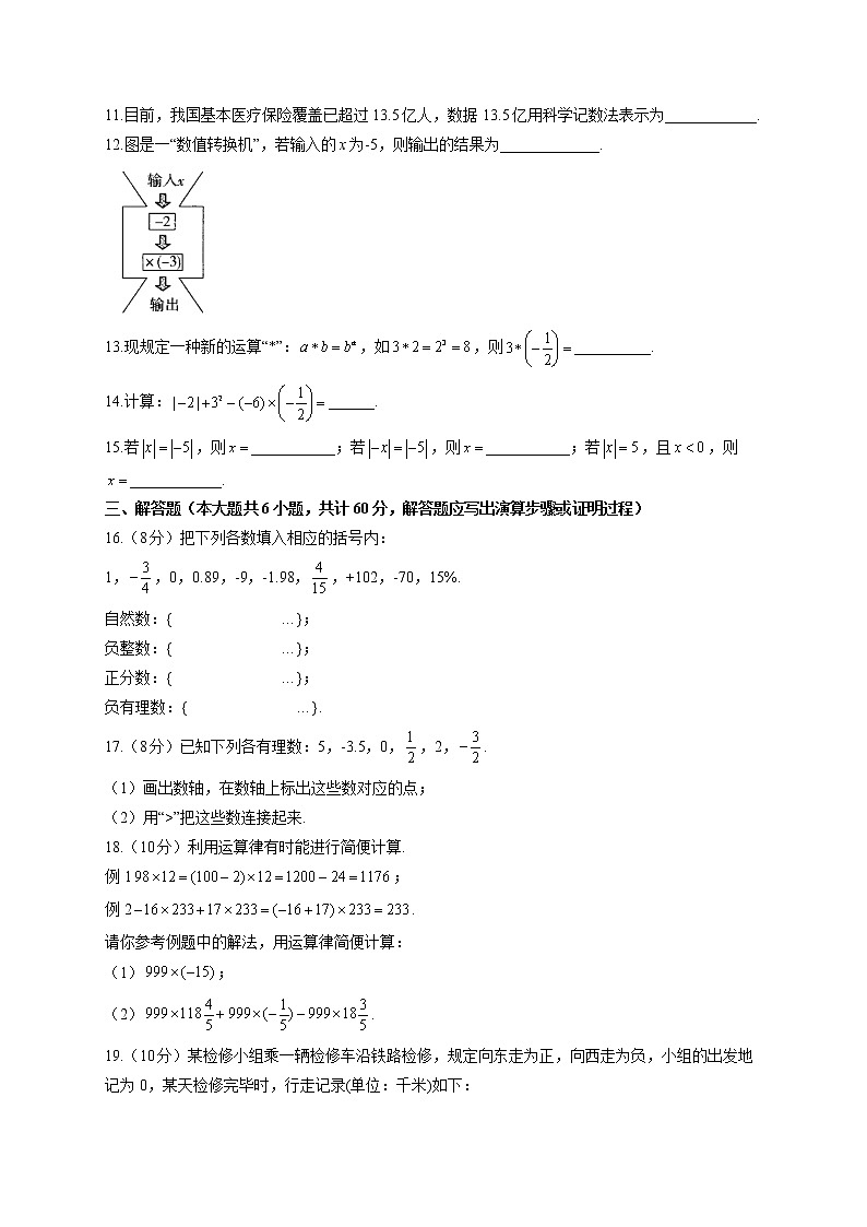 【单元测试】2022-2023学年华东师大版数学七年级上册第二章 有理数(测基础)第2页