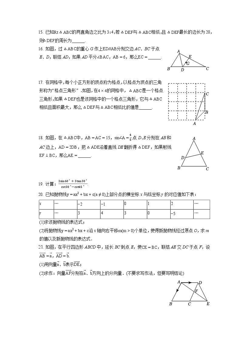 2021-2022學(xué)年上海市虹口區(qū)九年級(jí)（上）期末數(shù)學(xué)試卷（一模）（含答案解析）第2頁(yè)