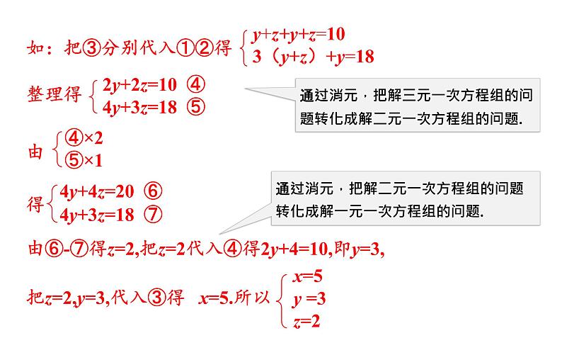 沪科版七年级数学上册课件 3.5 三元一次方程组及其解法第5页