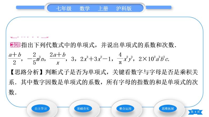 沪科版七年级数学上第2章整式加减2.1代数式2.1.2代数式第2课时整式　习题课件04
