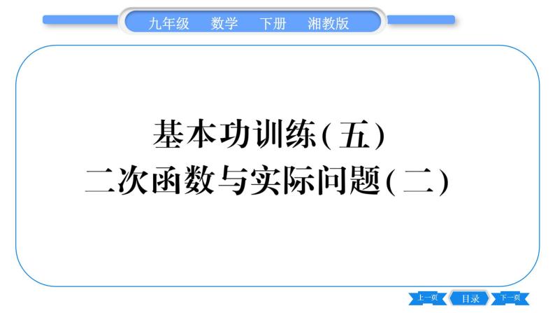 湘教版九年级数学下专项基本功训练(五)二次函数与实际问题(二)习题课件01