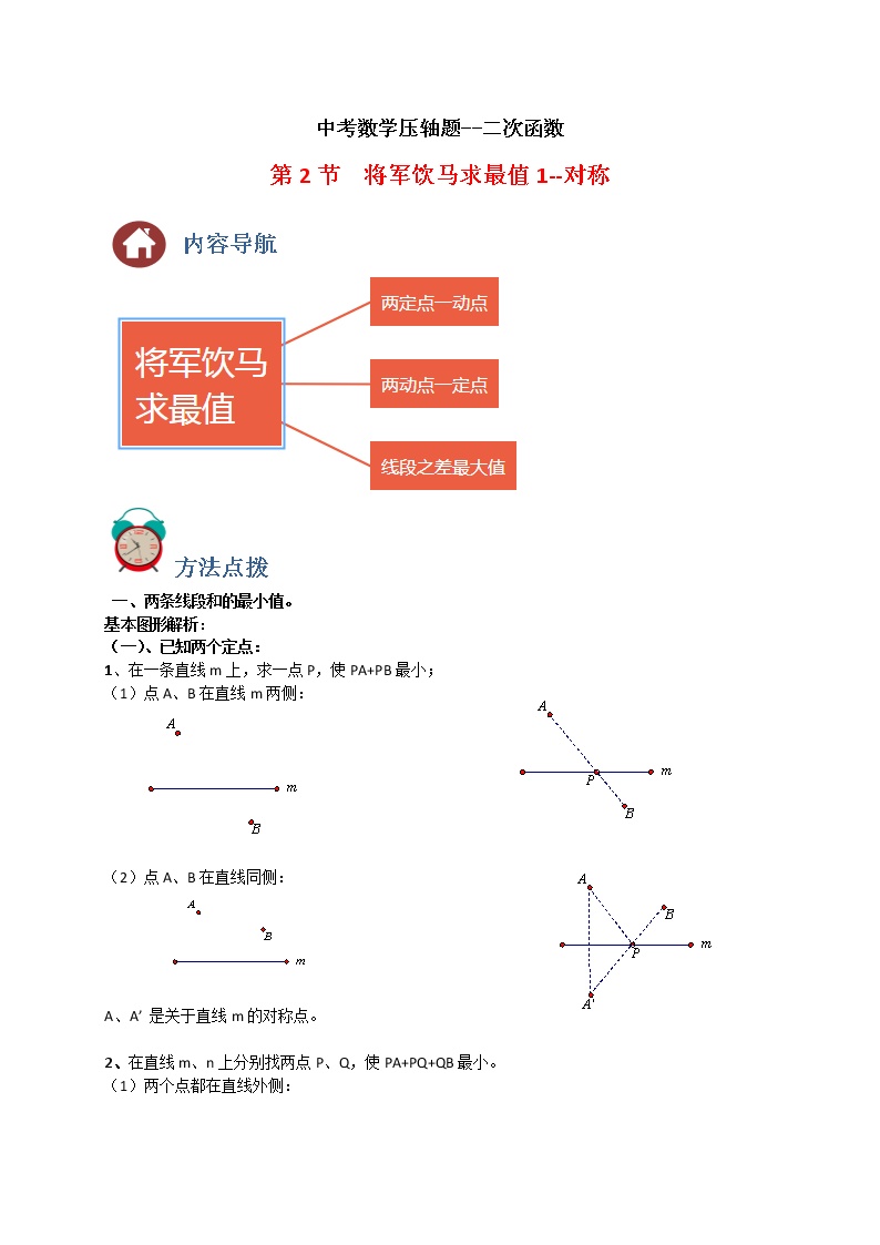 中考数学压轴题--二次函数--专题02 将军饮马求最小值1-对称