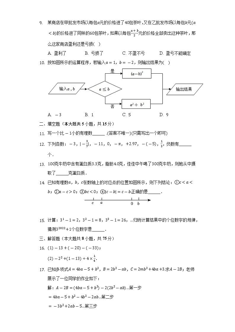 2022-2023学年河南省洛阳市老城区七年级(上)期中数学试卷(含解析)02