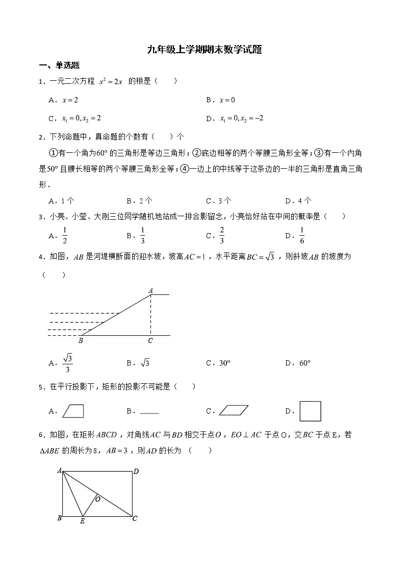 安徽省宿州市泗县2022年九年级上学期期末数学试题及答案01