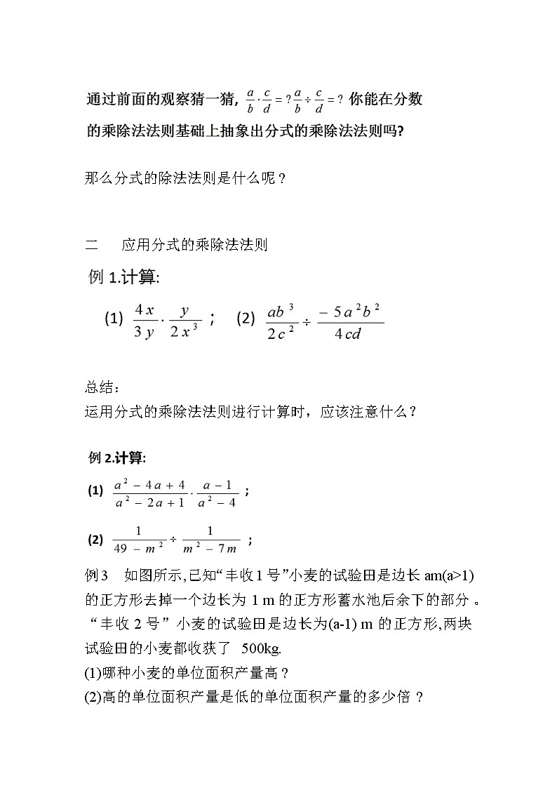 人教版八上 15.2.1 分式的乘除第一课时教案第2页
