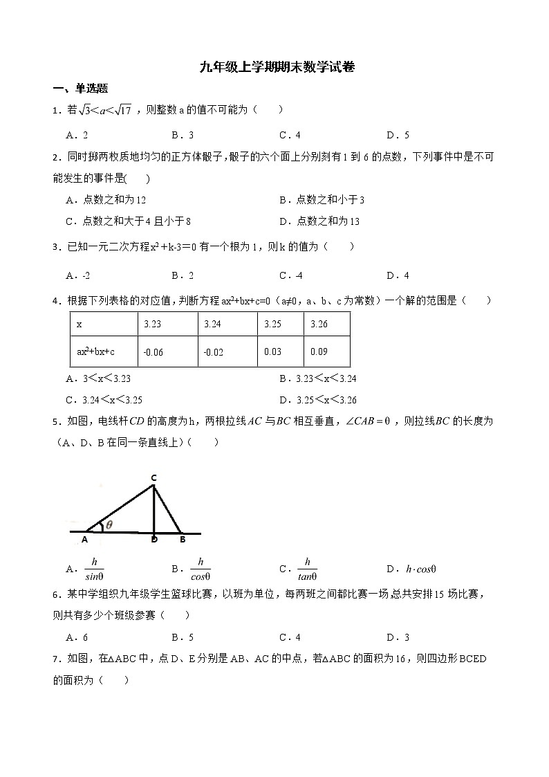 河南省南阳市镇平县2022年九年级上学期期末数学试卷及答案第1页