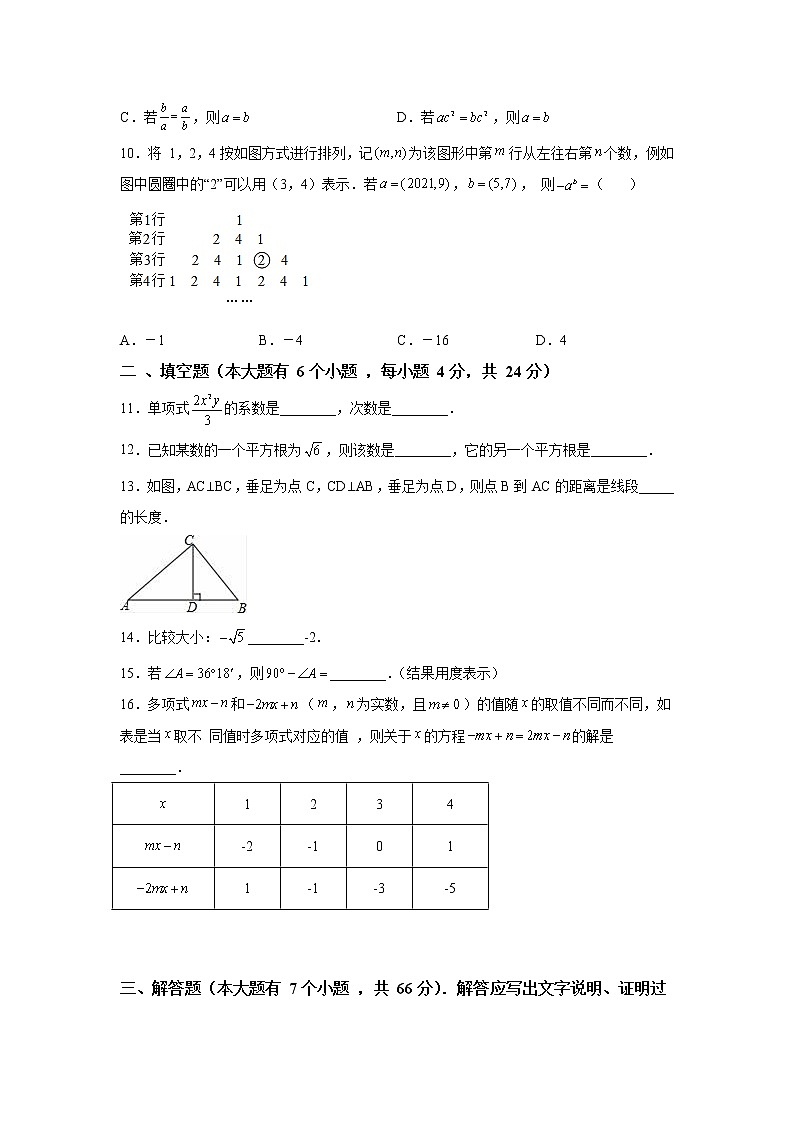 浙江省杭州市滨江区2021-2022学年七年级上学期期末数学试题(含答案)第2页