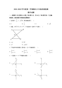 福建省宁德市2021-2022学年八年级上学期期末质量检测数学试卷(含答案)