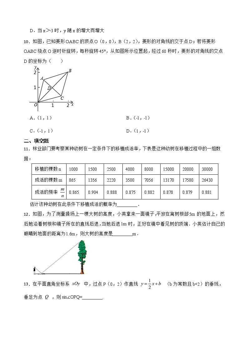 河南省南阳市南召县2022年九年级上学期期末数学试卷及答案第3页