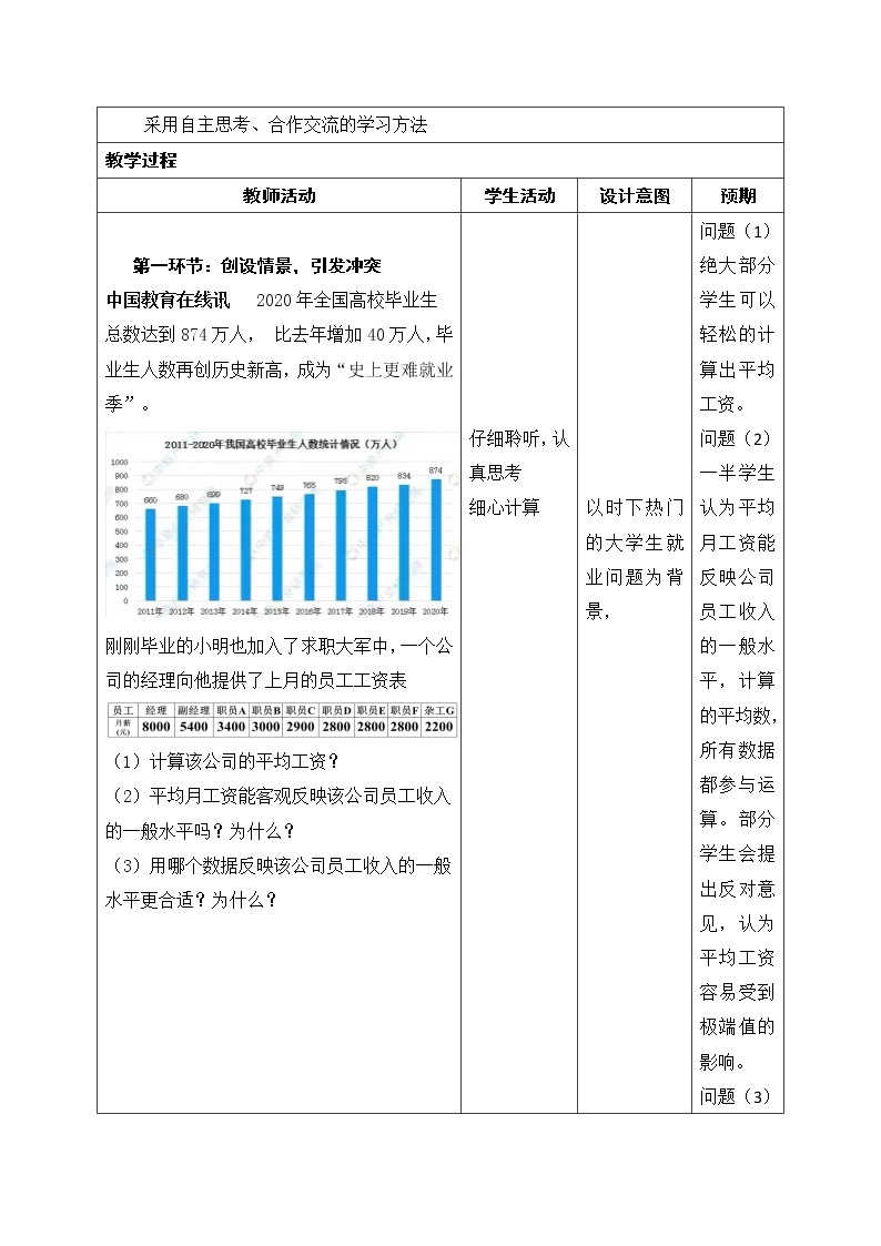 八年级数学北师大版上册 6.2  中位数与众数   教案102