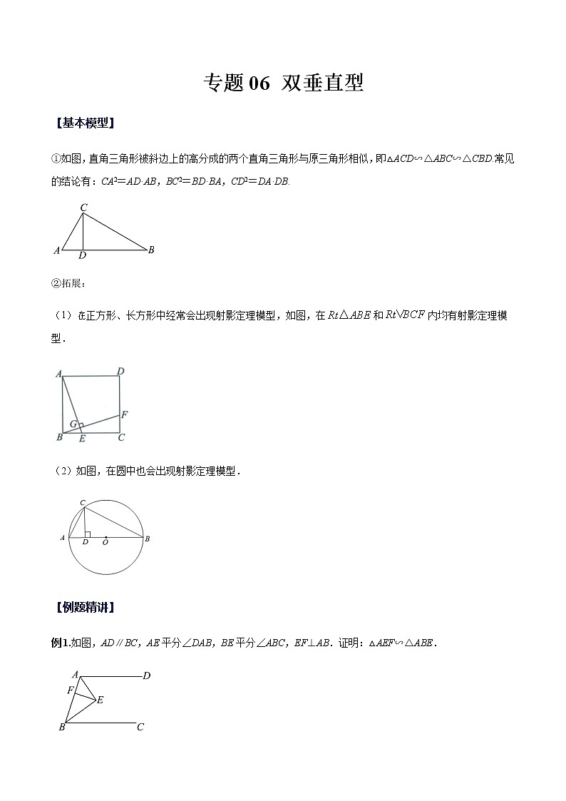 专题06 双垂直型(解析版)-九年级数学相似三角形基本模型探究(北师大版)第1页