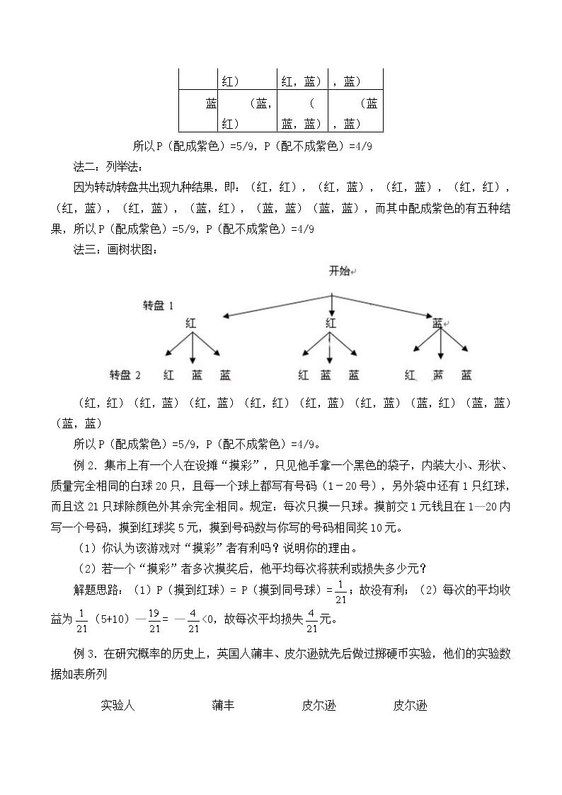 九年级数学北师大版上册 3.1《用树状图或表格求概率》   学案103