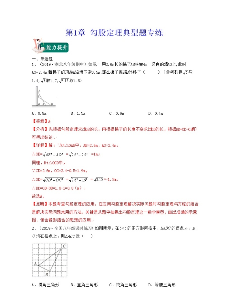 【期末·典型题】北师大版数学八年级上册满分攻略：第1章 勾股定理（典型题专练）01