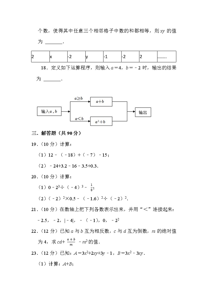 四川省绵阳市涪城区2022-2023学年七年级上学期11月期中教学质量监测数学试题(含答案)03