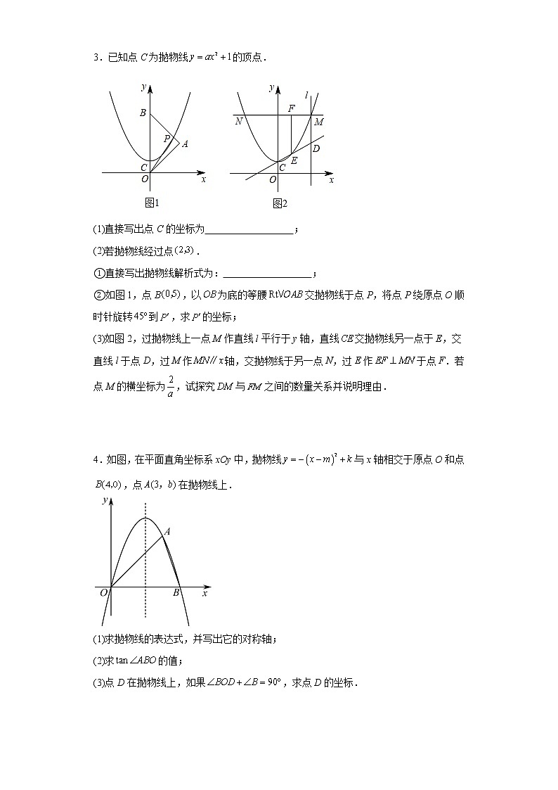 2023年九年级数学中考专题训练:二次函数综合压轴题(角度问题)及答案第2页