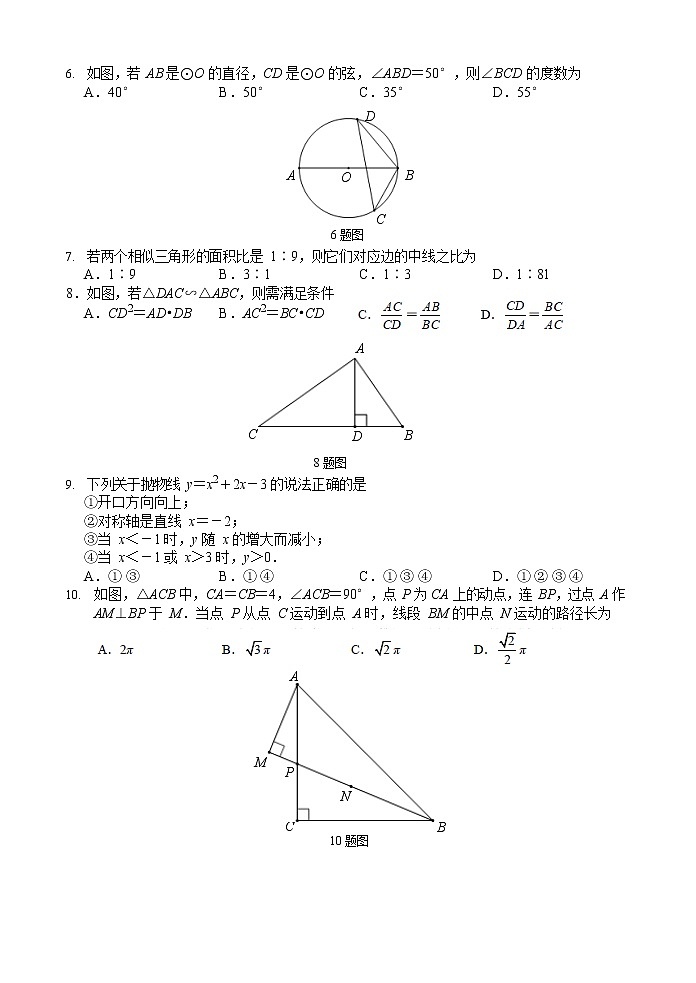 山东省济南市槐荫区2022-2023学年九年级上学期数学期末试题第2页