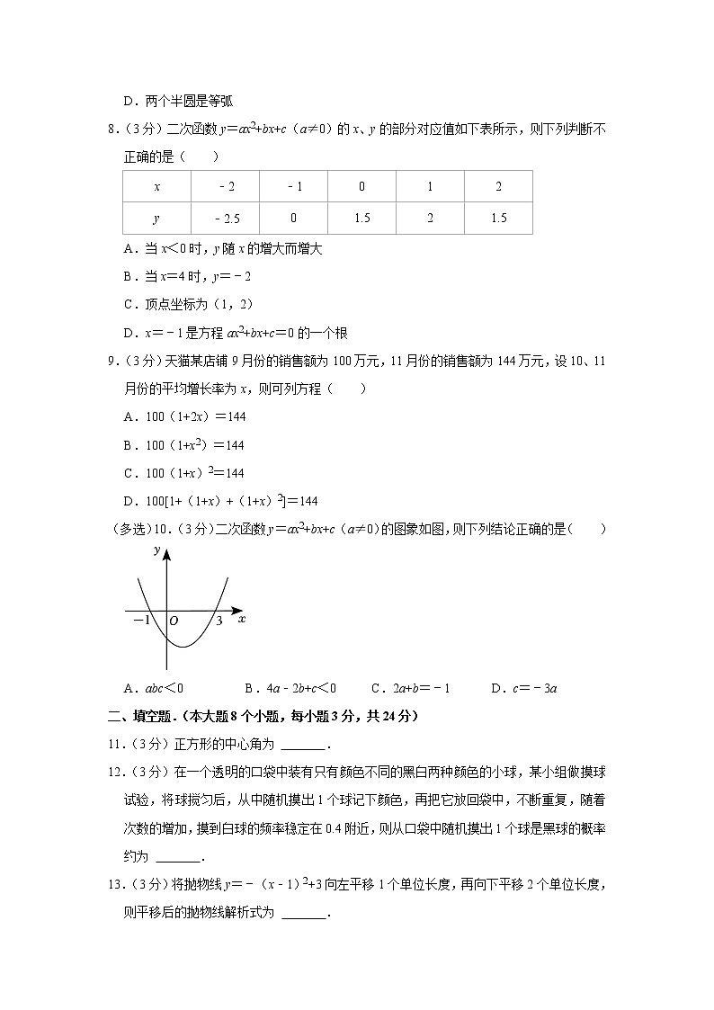 2021-2022学年青海省海东市互助县九年级(上)期末数学试卷(解析版)第2页