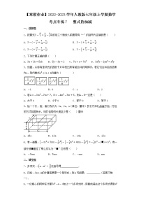 【寒假作业】2022-2023学年人教版七年级上学期数学 考点专练7 整式的加减