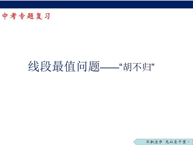 2023年中考数学专题复习:线段最值问题——“胡不归”(课件)01