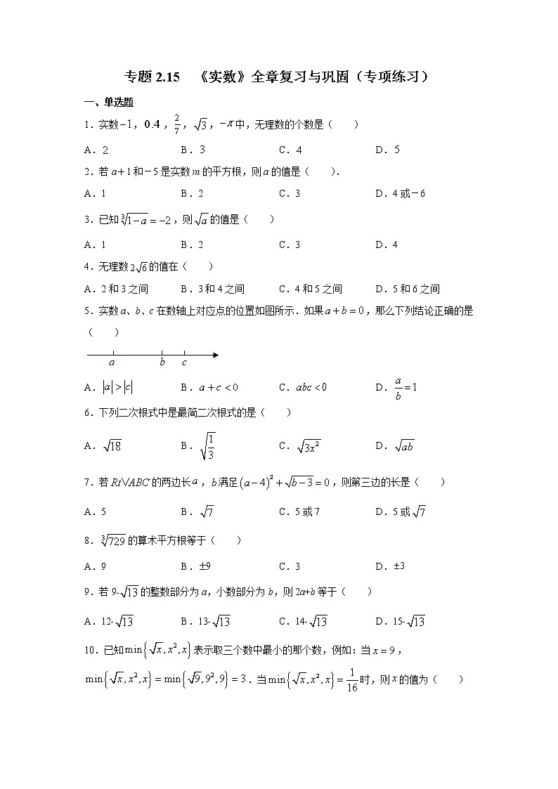 專題2.15 《實數(shù)》全章復(fù)習(xí)與鞏固（專項練習(xí)）第1頁