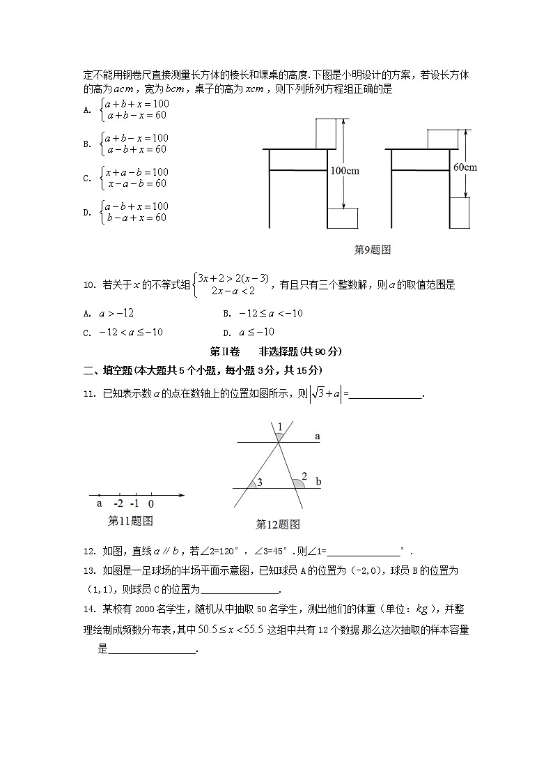 山西省吕梁市交城县2021-2022学年七年级下学期期末质量监测数学试卷第2页