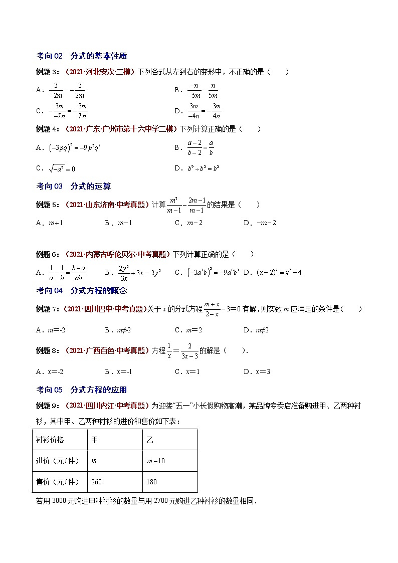 2023年中考数学大复习(知识点·易错点·题型训练·压轴题组)第06讲 分式02