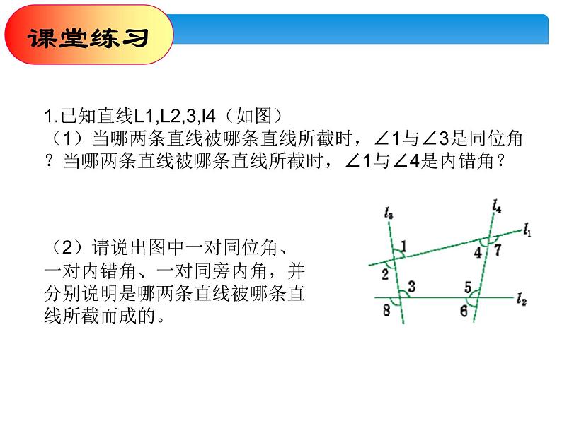 1.2 同位角、内错角、同旁内角 浙教版数学七年级下册课件第8页
