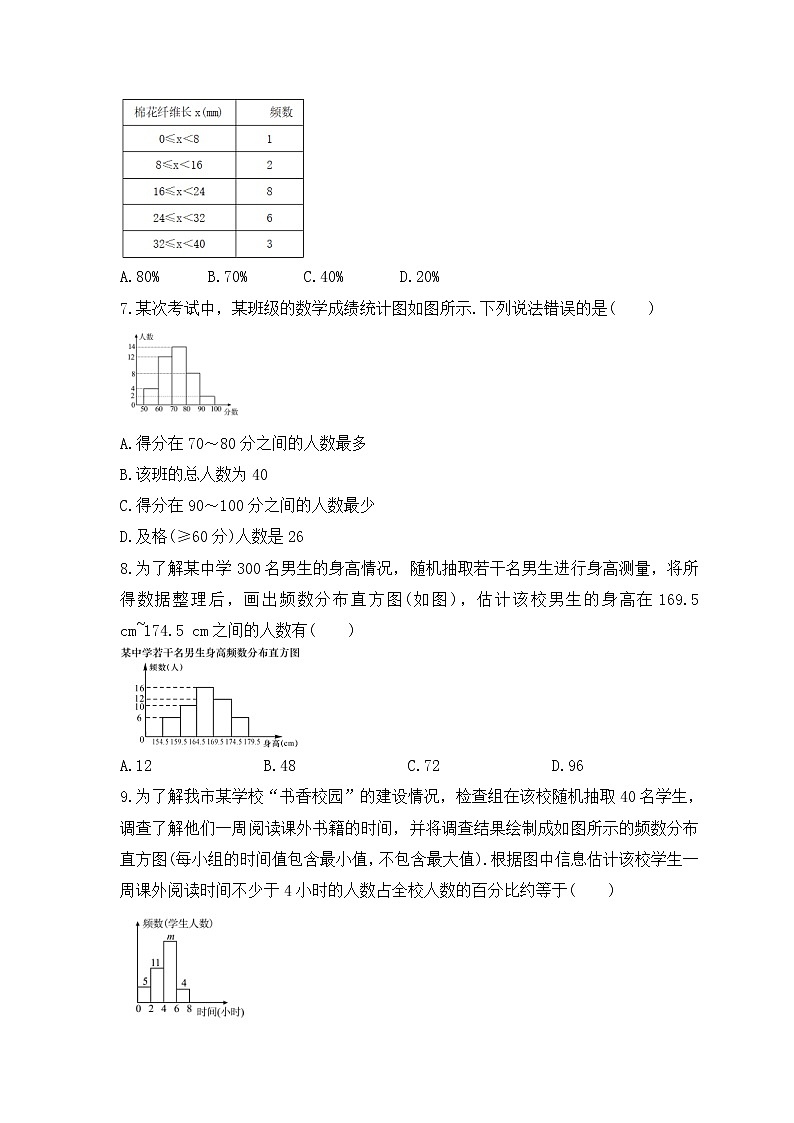 苏科版数学八年级下册课时练习7.4《频数分布表和频数分布直方图》(含答案)02