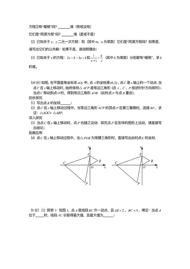 人教版数学八年级上册压轴题汇编第2页
