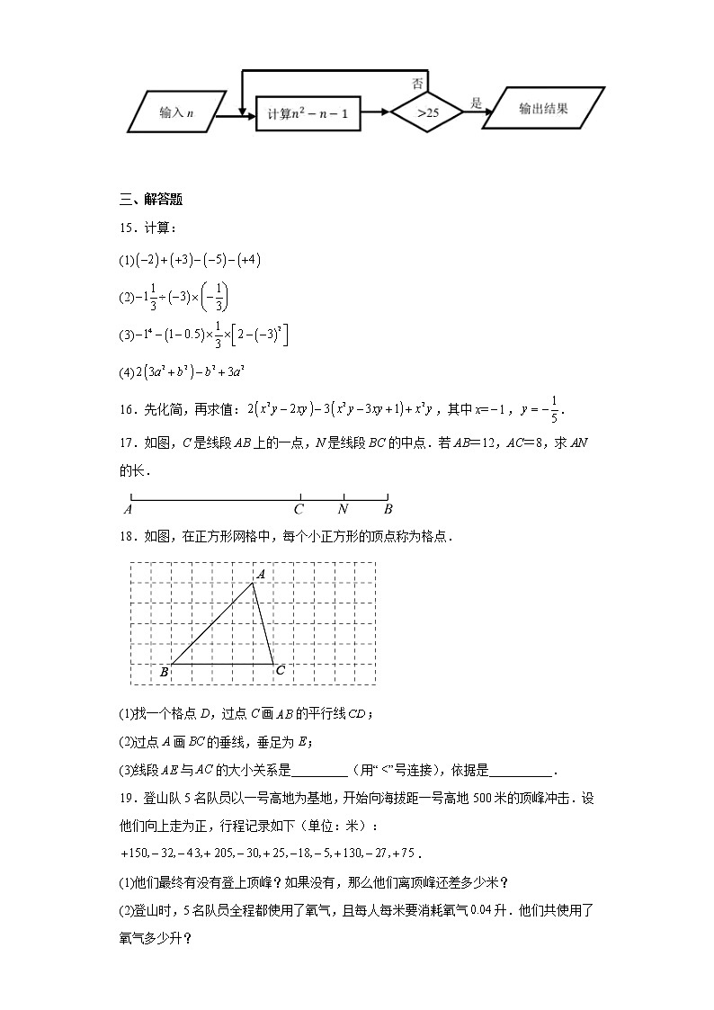 吉林省长春外国语学校2022-2023学年七年级上学期期末考试数学试题第3页