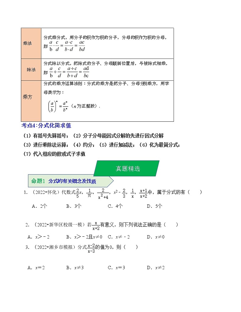 2023年中考数学一轮复习--专题03 分式(考点精讲)(全国通用)第2页