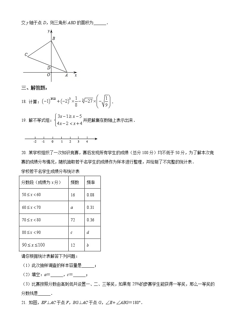 广东省汕头市濠江区2021-2022学年七年级下学期期末考试数学试题(含答案)第3页