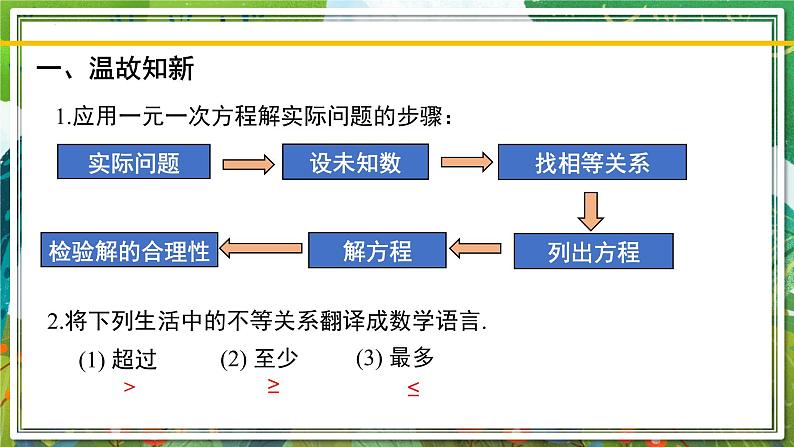 北师大版数学八年级下册 2.4.2一元一次不等式(第2课时) 课件第2页