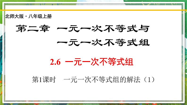北师大版数学八年级下册 2.6.1一元一次不等式组(第1课时) 课件01
